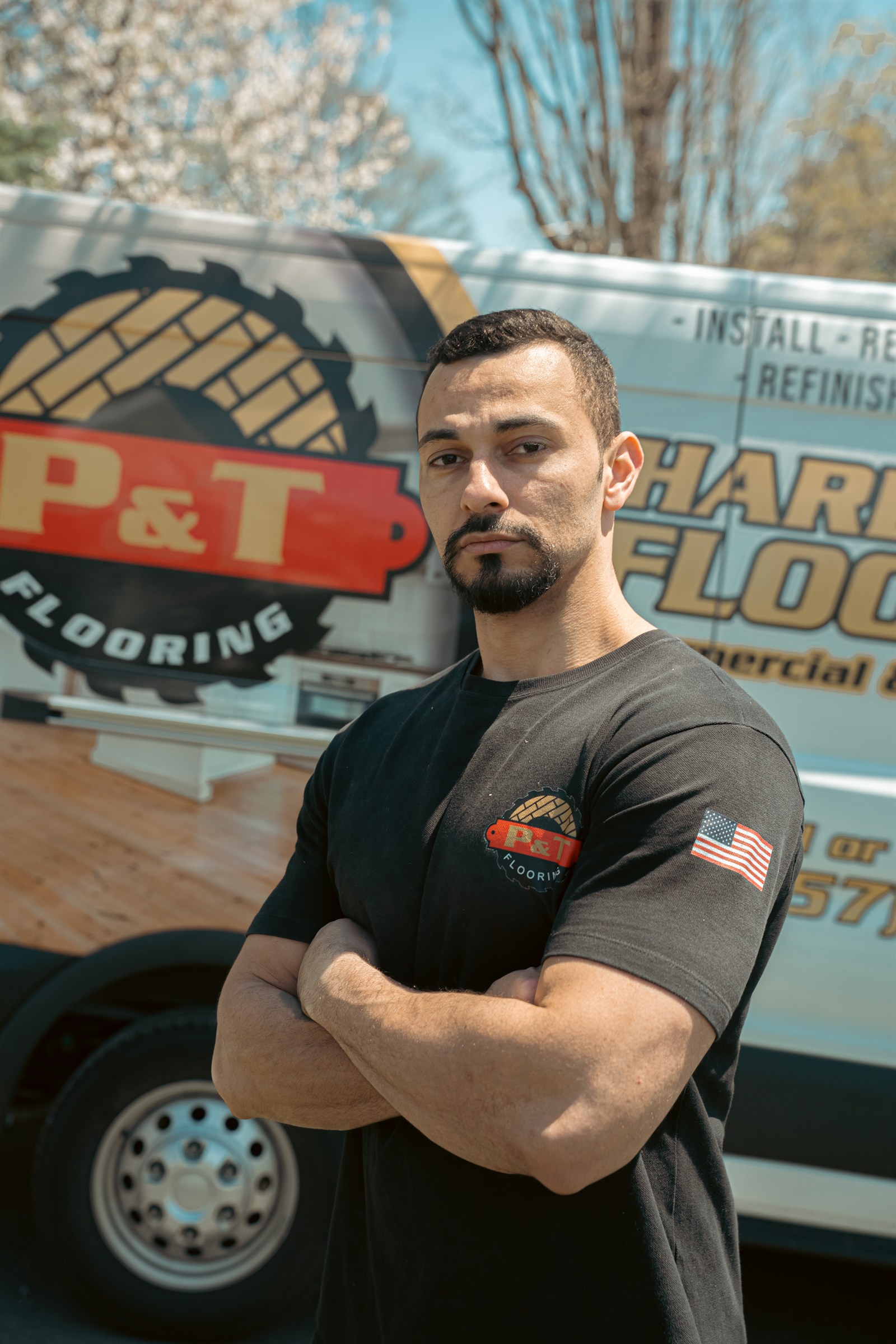 P&T Flooring installer on the team