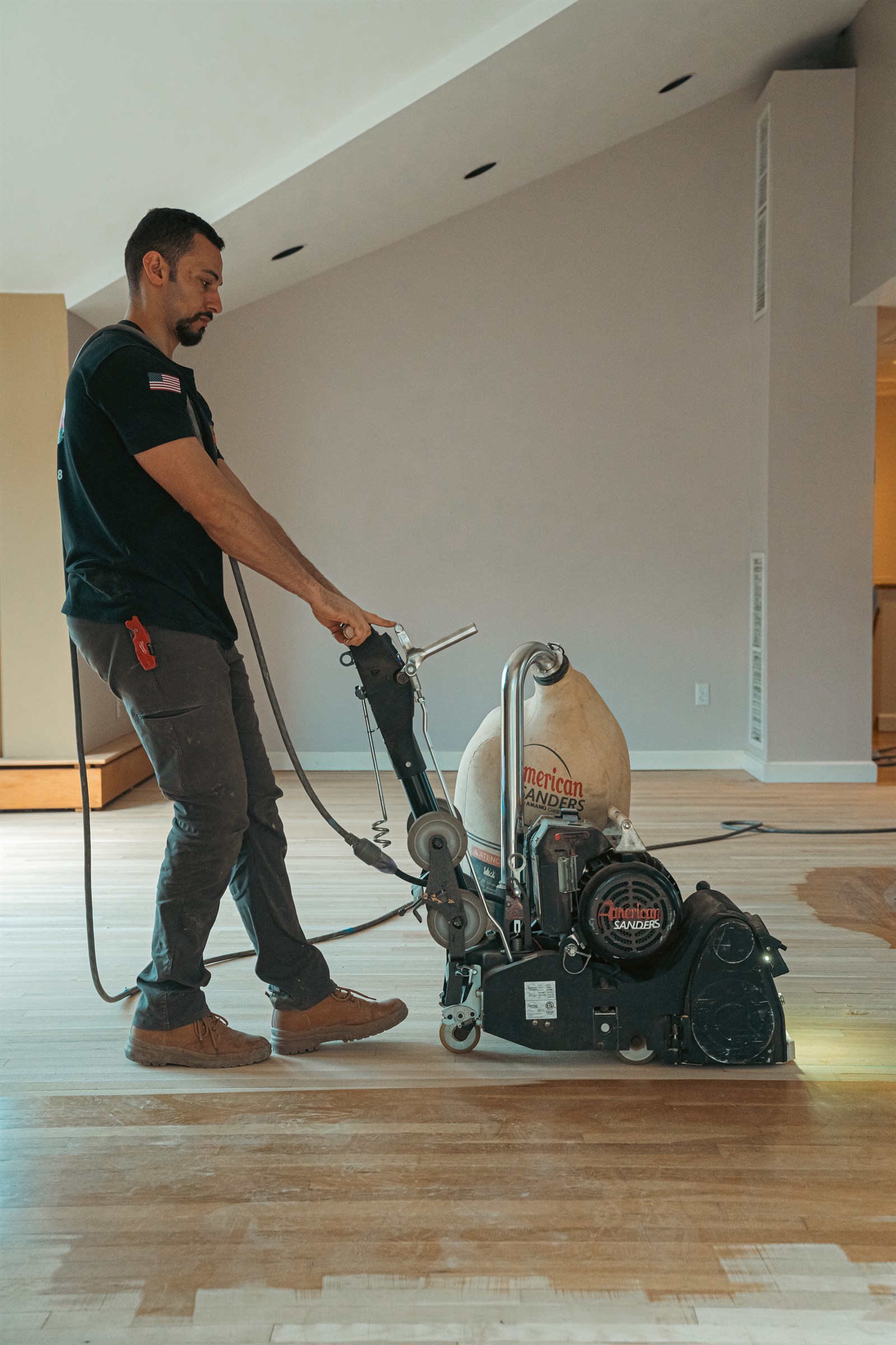 Buffing a freshly sanded floor