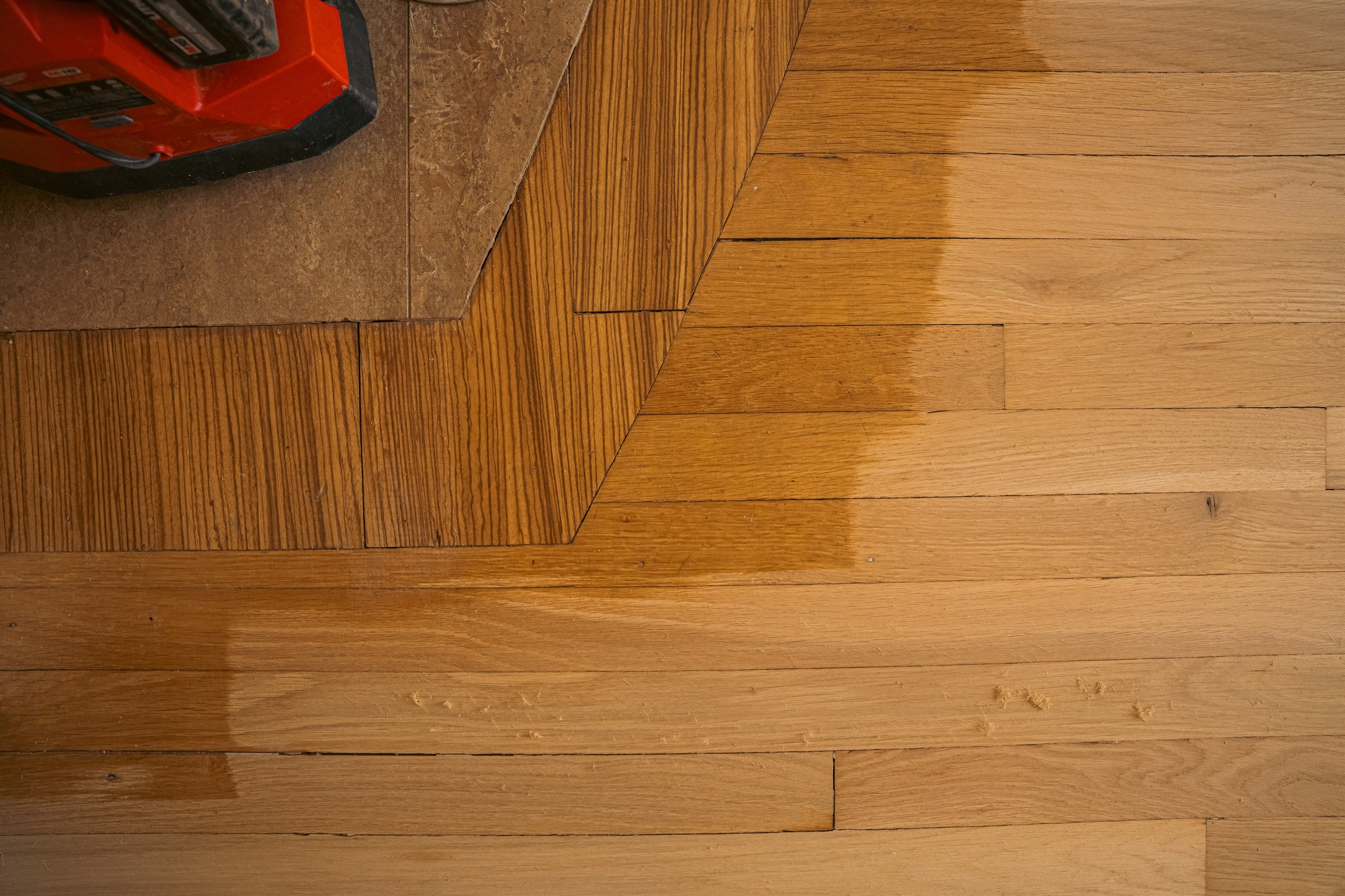 Finished hardwood grain detail